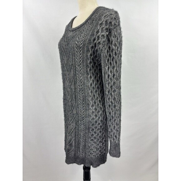 Rails Jesse Wool Cashmere Blend Cable Knit Sweater Dress Tunic Grey Large Soft - Picture 9 of 9
